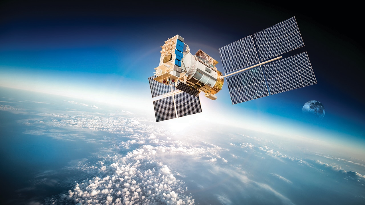 Satellite orbiting earth 