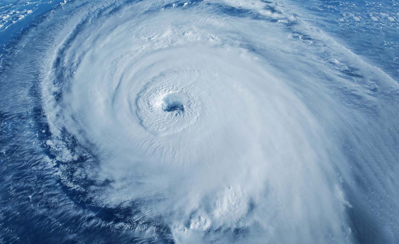 Hurricane, tornado clouds seen from space