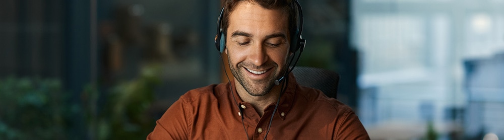 Professional wearing headset