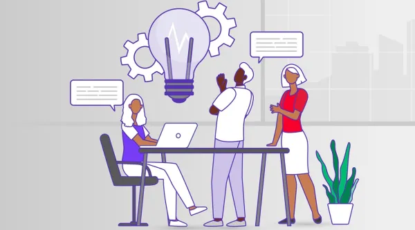 Colleagues discussing business illustration