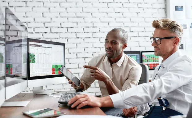 consultants analyzing space data