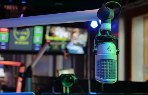 Up close view of microphone