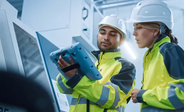 Engineers on discussion