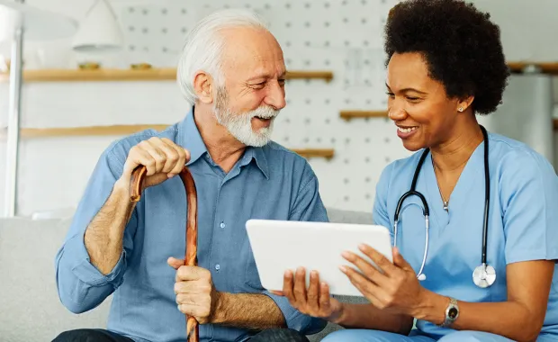 Patient and doctor discussion over ipad