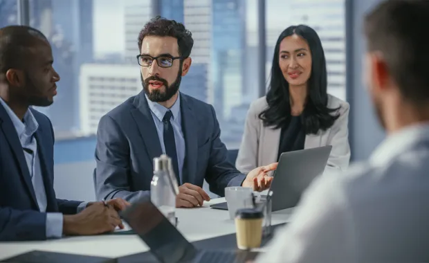 Consultants discussing digital transformation