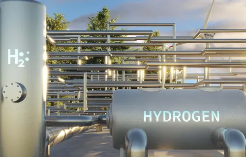 Industrial production line with modern hydrogen storage 