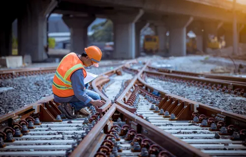 railway worker working on trainline