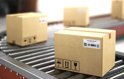 digital device scanning for parcels on a conveyor belt