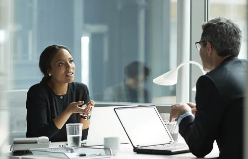 People discussing business