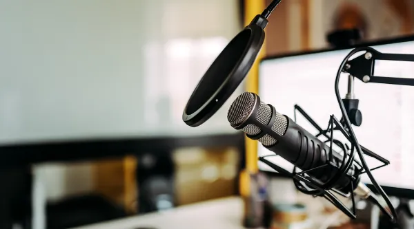 Microphone in a radio station