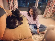 Sonya with one of her dogs