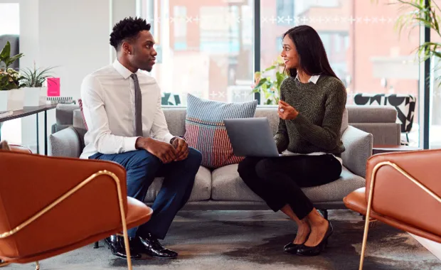 CGI consultant and client discussing Voice of Our Clients research